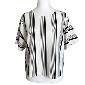 Melloday Black and White Stripes Women's Top Size L NWT